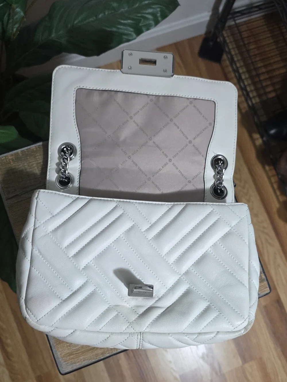 Michael Kors White Quilted Leather Peyton Shoulder Bag